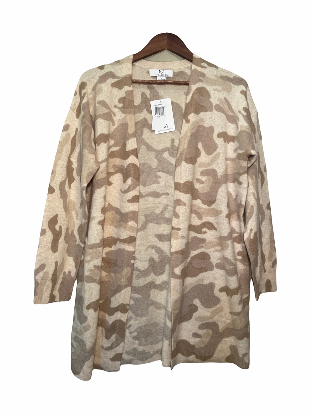 Magaschoni Neutral Camo Cashmere Cardigan- Cream/Tan Medium